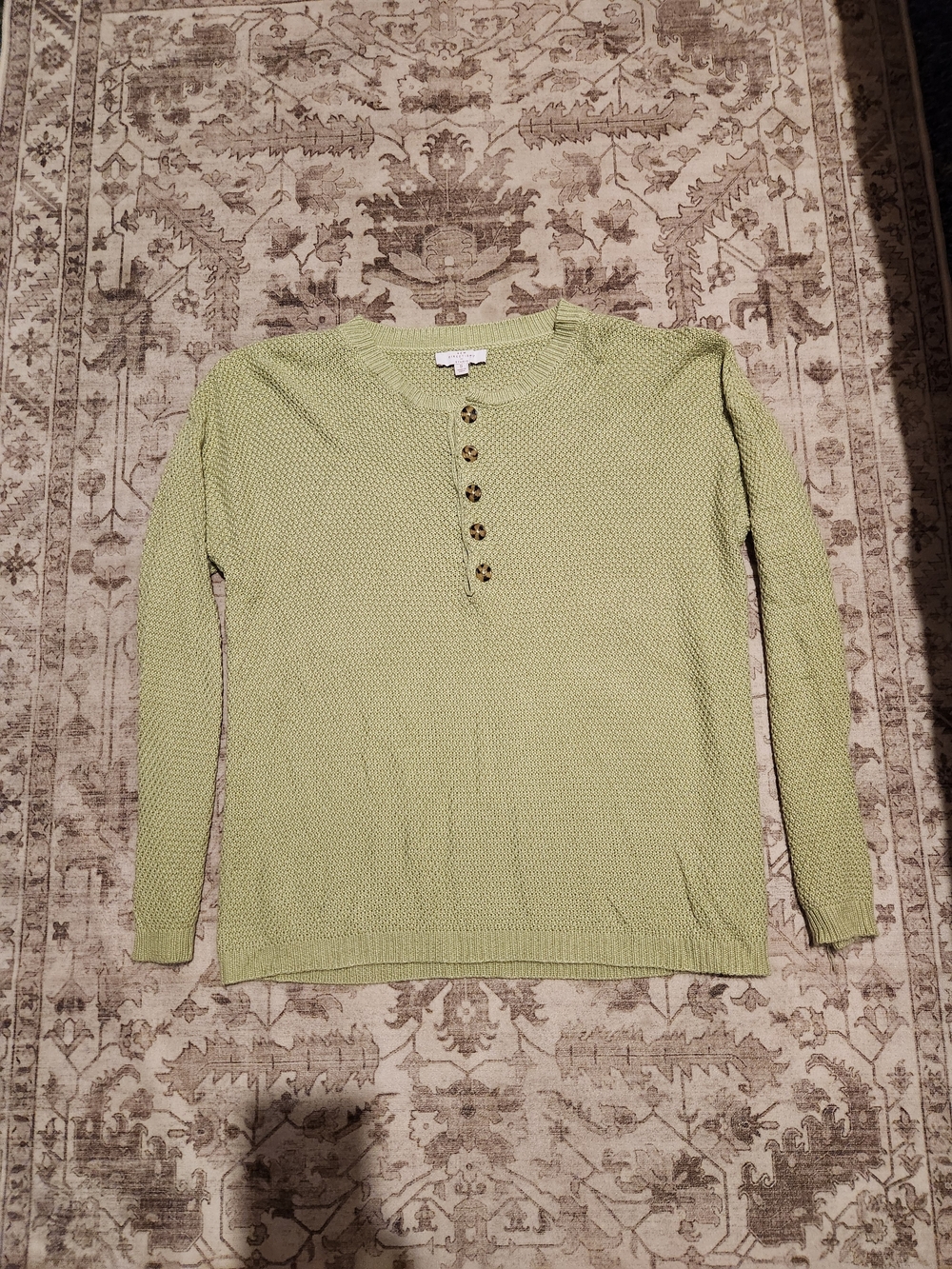 new directions Light Green Knit Henley Sweater